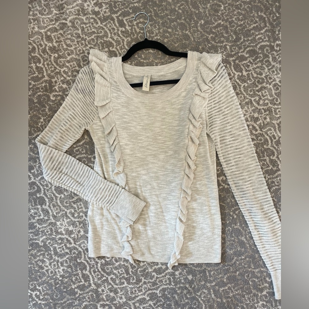Adorable then sweater with ruffle feature